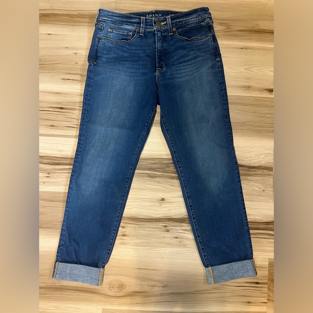SPANX Women's Boyfriend Jeans in Dark Blue